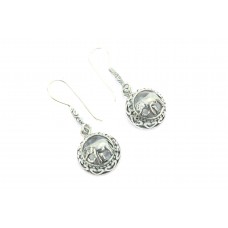 Traditional Women's 925 Sterling Silver Elephant animal Dangle Earrings